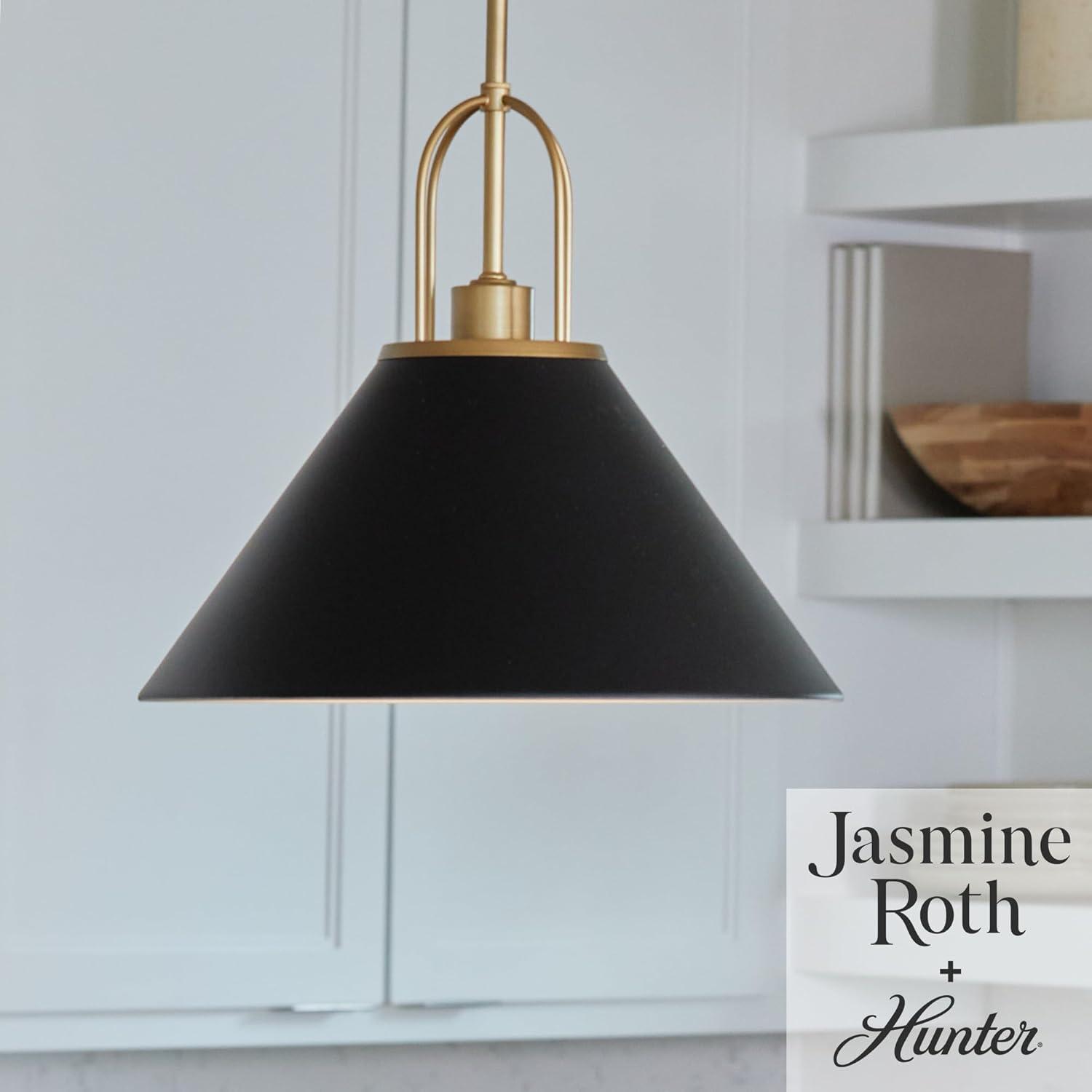Jasmine Roth Collection + Hunter Jasmine Roth 1 - Light Flat Matte Black Cone Pendant