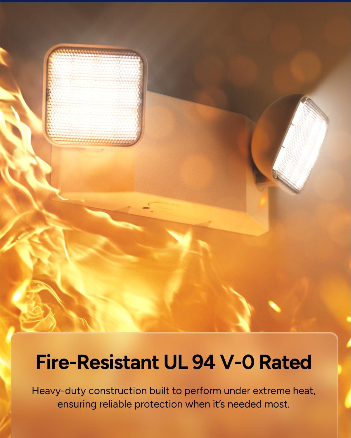 Sunco LED Emergency Lights, Commercial Lighting for Business, Power Outages, Offices, with Backup Battery (90 Minutes), Wall Mount, Hard Wired, 120-277V, Fire Resistant (94V-0) UL 2 Pack.