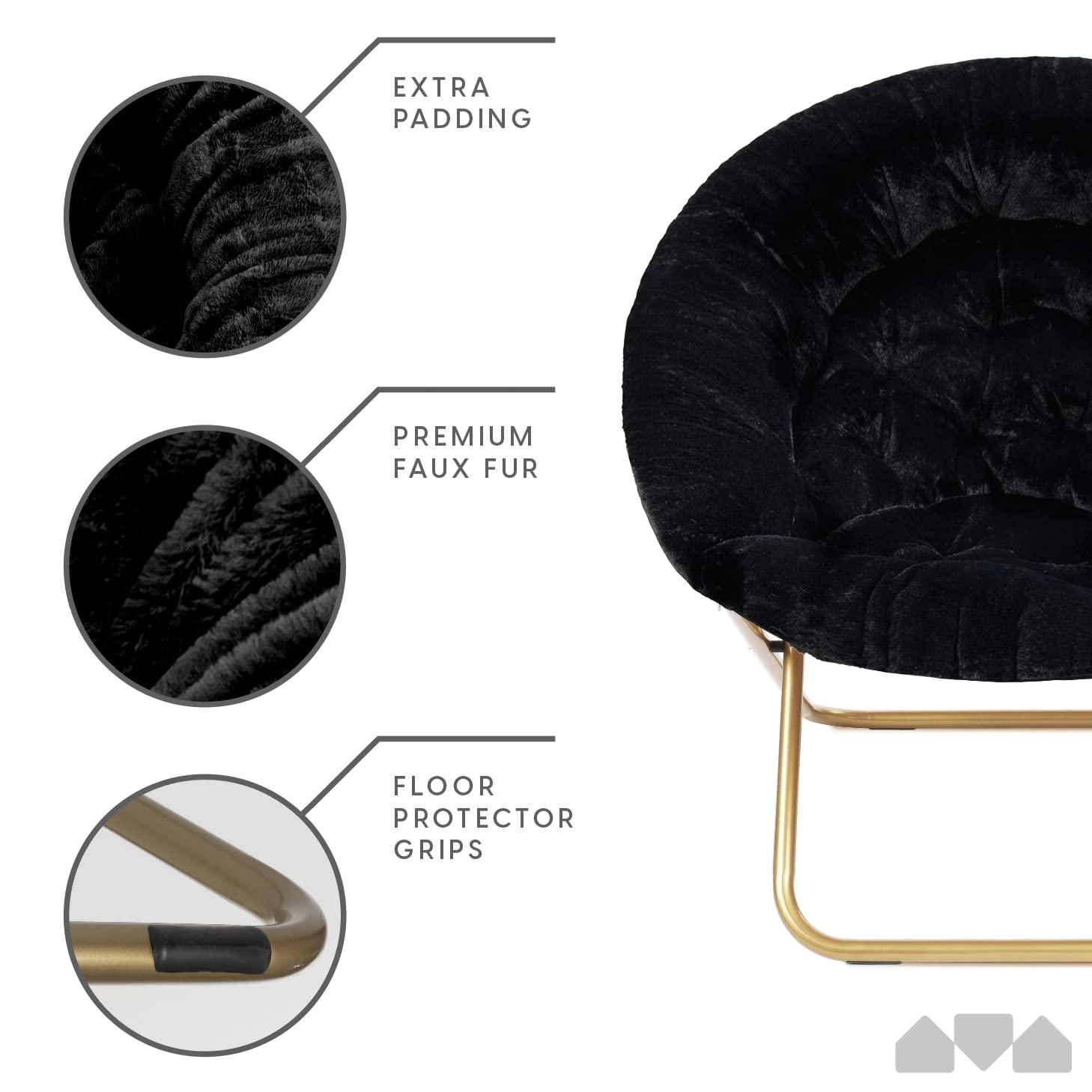 Milliard Cozy Faux Fur Saucer Chair X-Large, Black