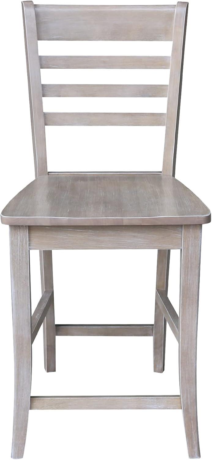 24" Roma Counter Height Barstool Washed Gray Taupe - International Concepts: Solid Wood, Ladder-Back