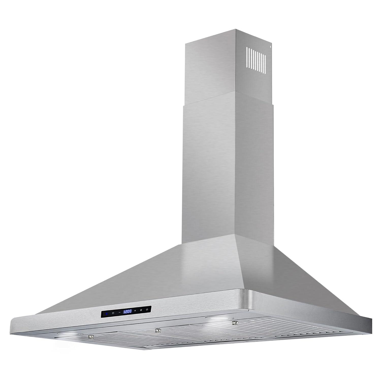 Cosmo 36 in. Ducted Wall Mount Range Hood in Stainless Steel with Touch Controls, LED Lighting and Permanent Filters