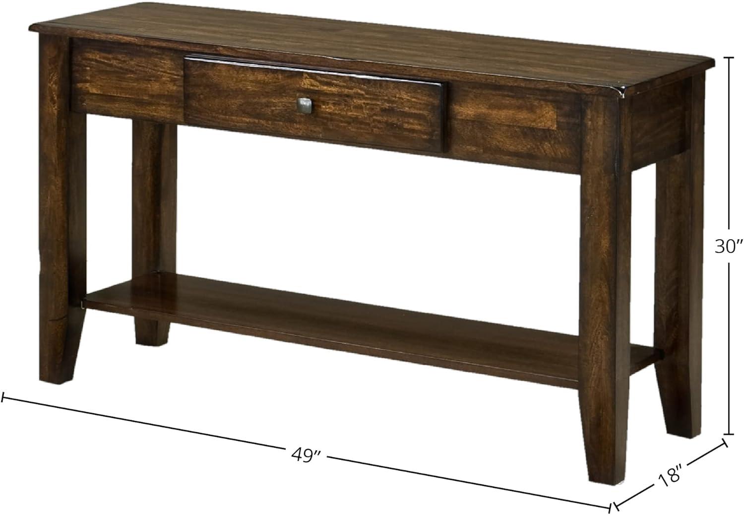 Kona 49" Brown Mango Wood Sofa Table with Shelf