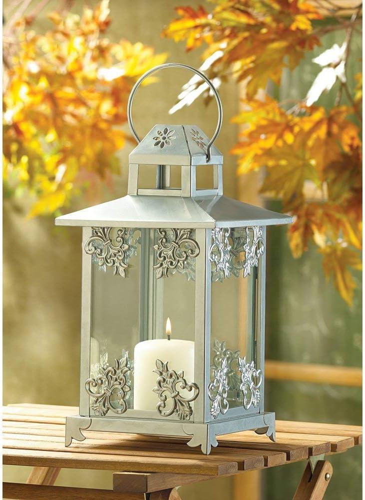 Silver Scrollwork Candle Lantern