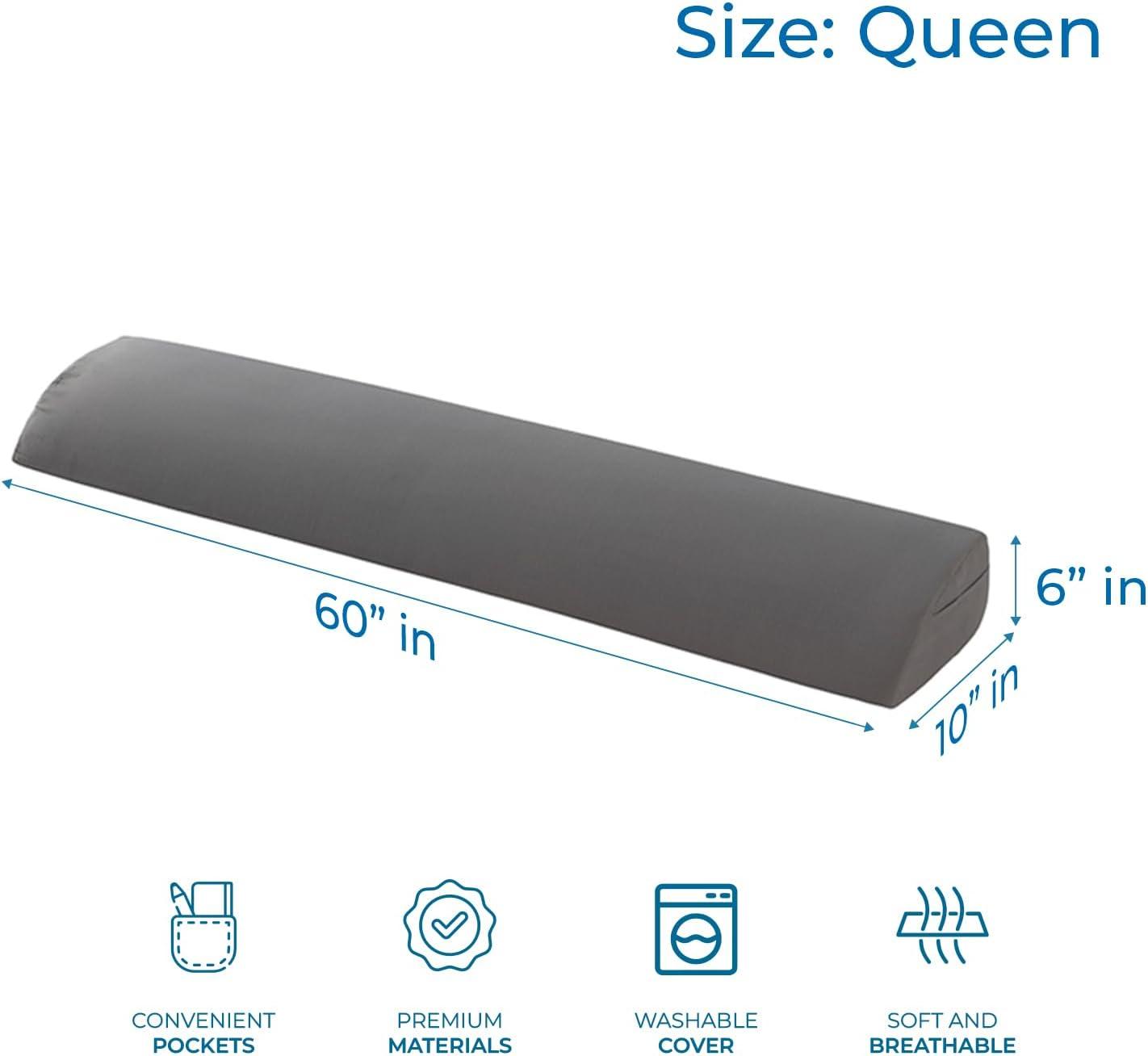 Nestl Bed Wedge Pillow for Headboard, Bed Gap Filler King Size with Side Pockets