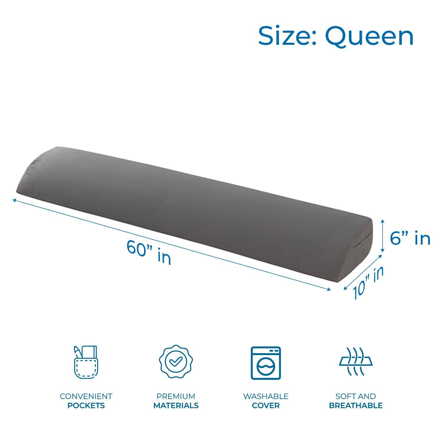 Nestl Bed Wedge Pillow for Headboard, Bed Gap Filler King Size with Side Pockets