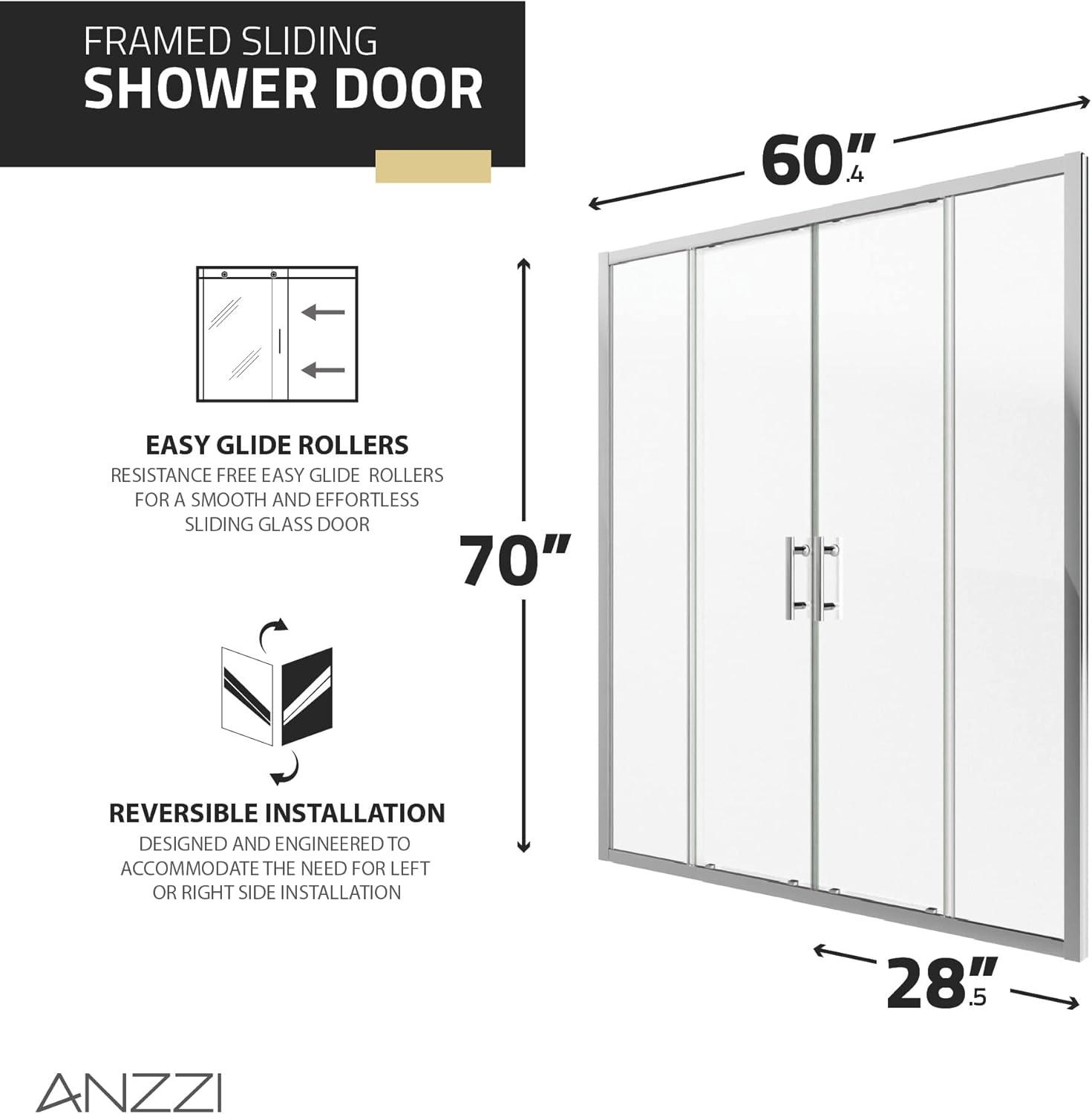 60" - 60.4" W x 70" H Framed Shower Door