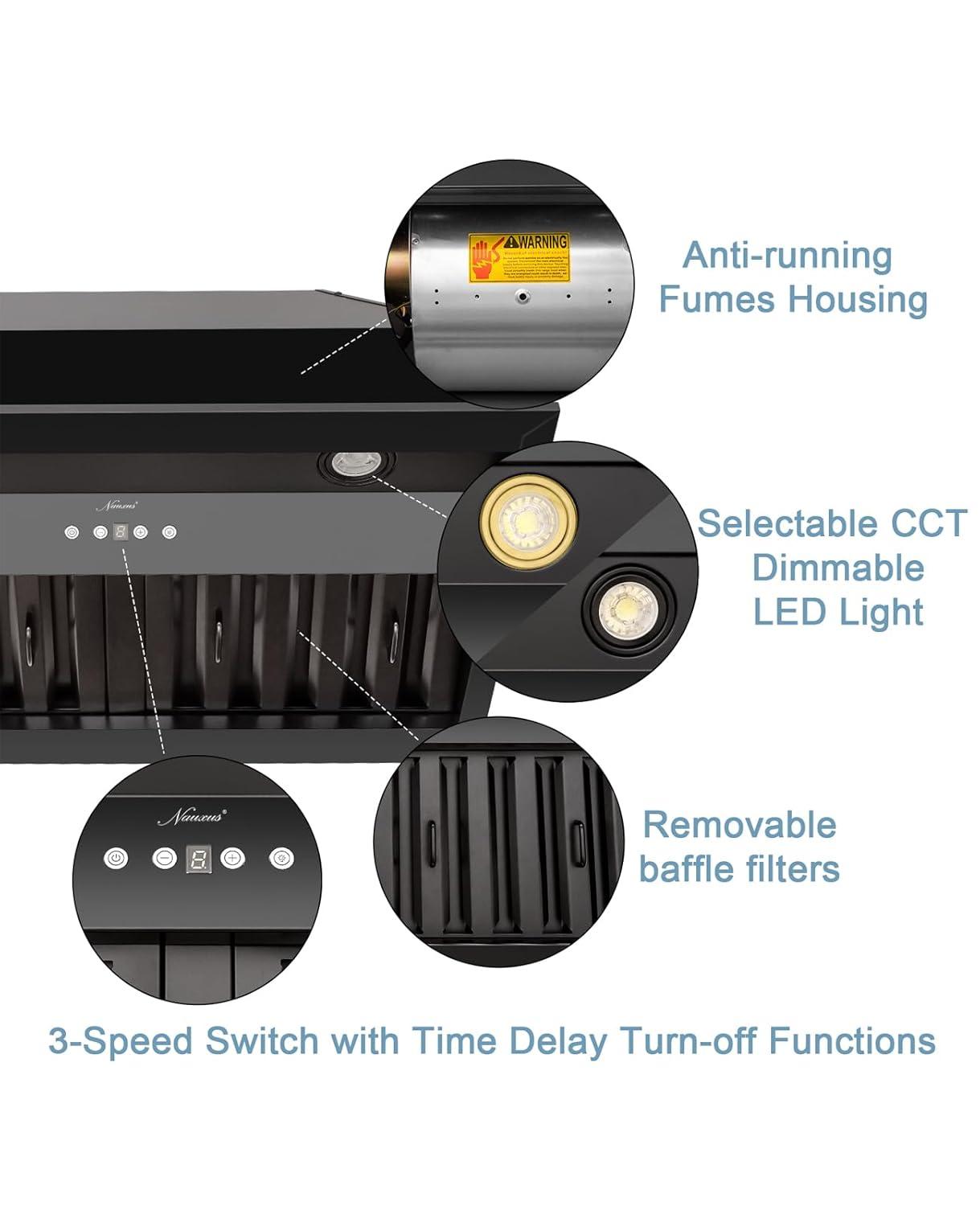 Akicon Akicon Stainless Steel 600 CFM Ducted (Vented) Insert Range Hood with Charcoal Filter