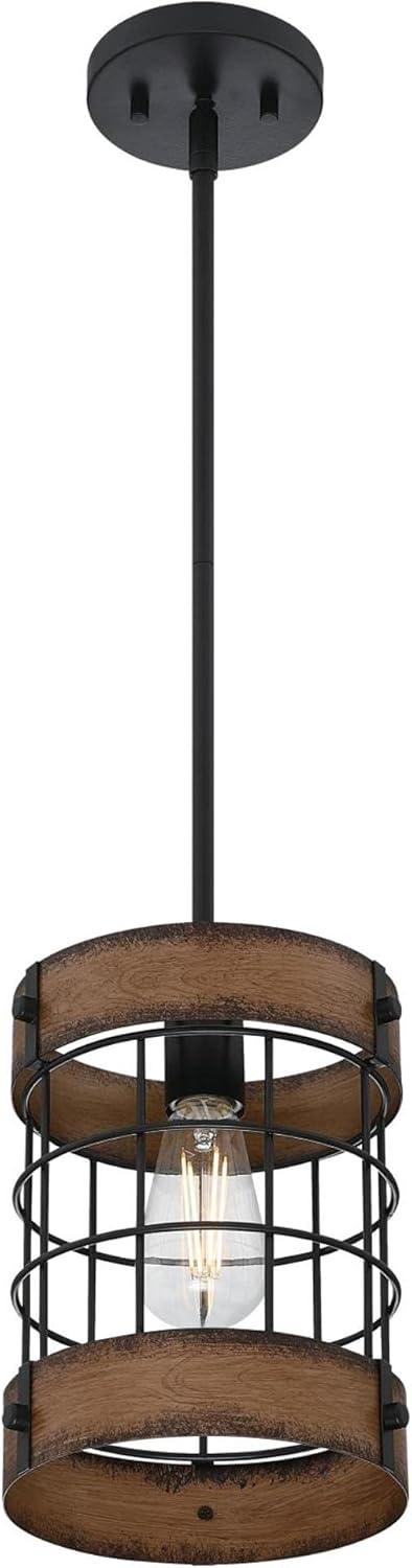 Westinghouse Lighting 6117900 Langston One-Light Indoor Pendant with Barnwood Accents, Matte Black
