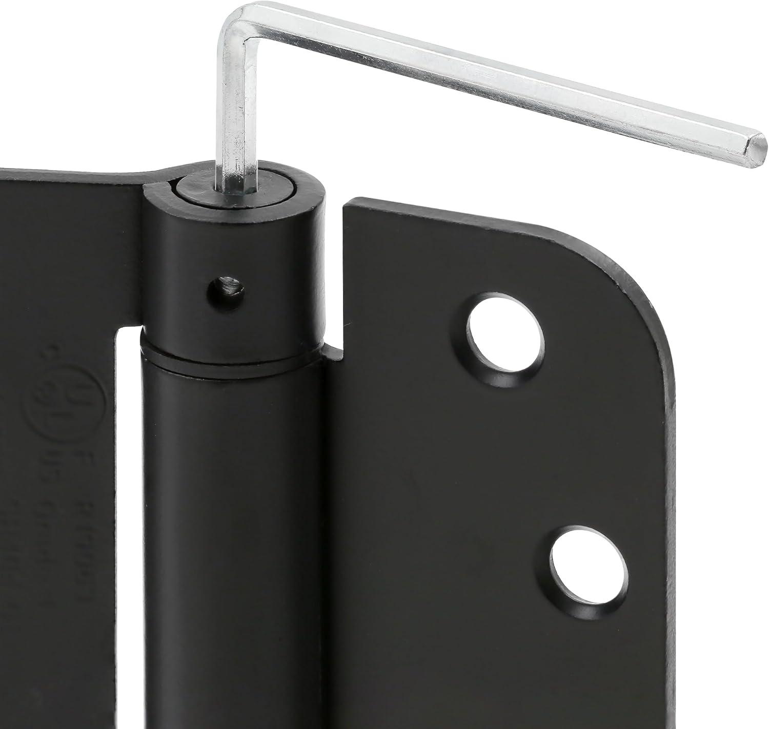 Prime-Line Door Hinge Commercial UL Adjustable Self-Closing Spring Hinge, 4 in. x 4 in. with 5/8 in. Radius Corners, 4 Holes per Leaf with Screws, .130 in. Gauge (Set of 3)