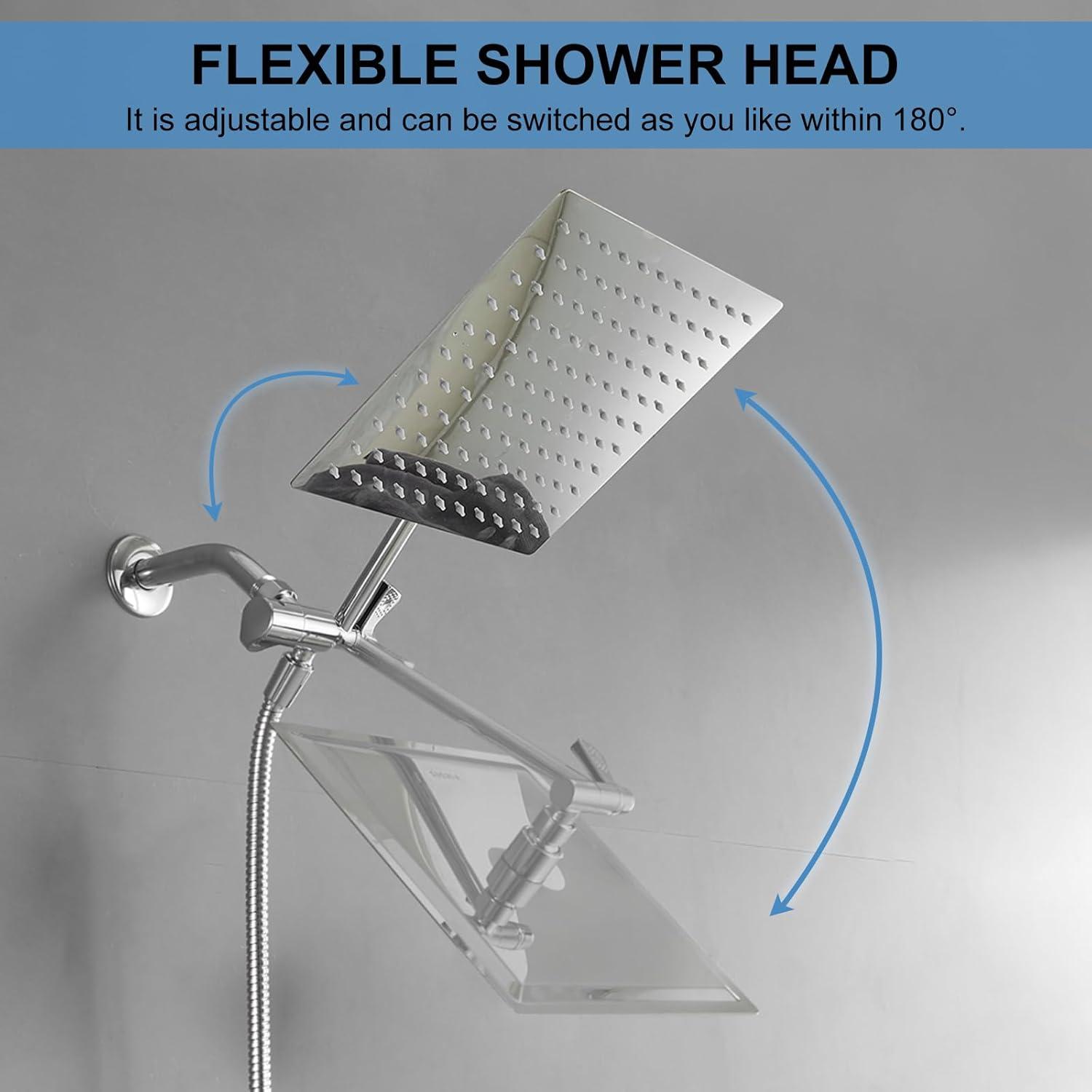 All Metal 10 Inch High Pressure Rainfall Shower Head With Handheld Shower