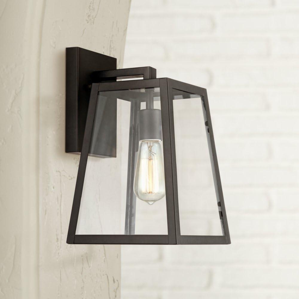 John Timberland Arrington Modern Outdoor Wall Light Fixture Mystic Black 13" Clear Glass for Post Exterior Barn Deck House Porch Yard Posts Patio Home