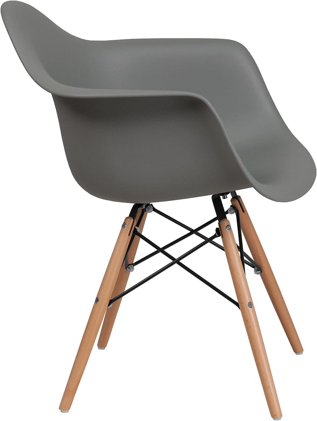 Flash Furniture Alonza Series Moss Gray Plastic Chair with Wooden Legs