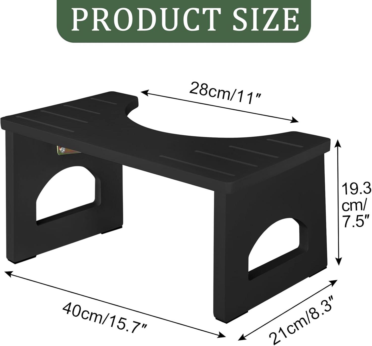 Bamboo Toilet Stool for Adults, 6.5" Toilet Stool Squat Adult Kids, Portable Simple Curve Squat Toilet Potty Stool, Non-Slip Poop Stool for Bathroom, Improve Squatting Posture and Comfort (Wood)