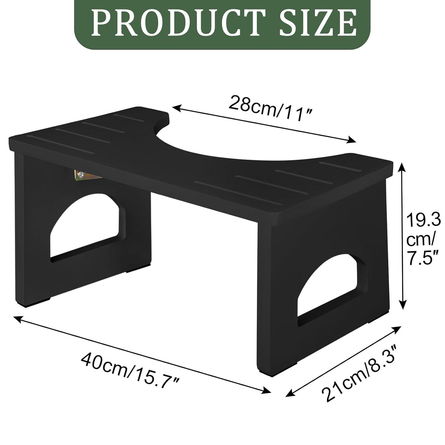 Bamboo Toilet Stool for Adults, 6.5" Toilet Stool Squat Adult Kids, Portable Simple Curve Squat Toilet Potty Stool, Non-Slip Poop Stool for Bathroom, Improve Squatting Posture and Comfort (Wood)