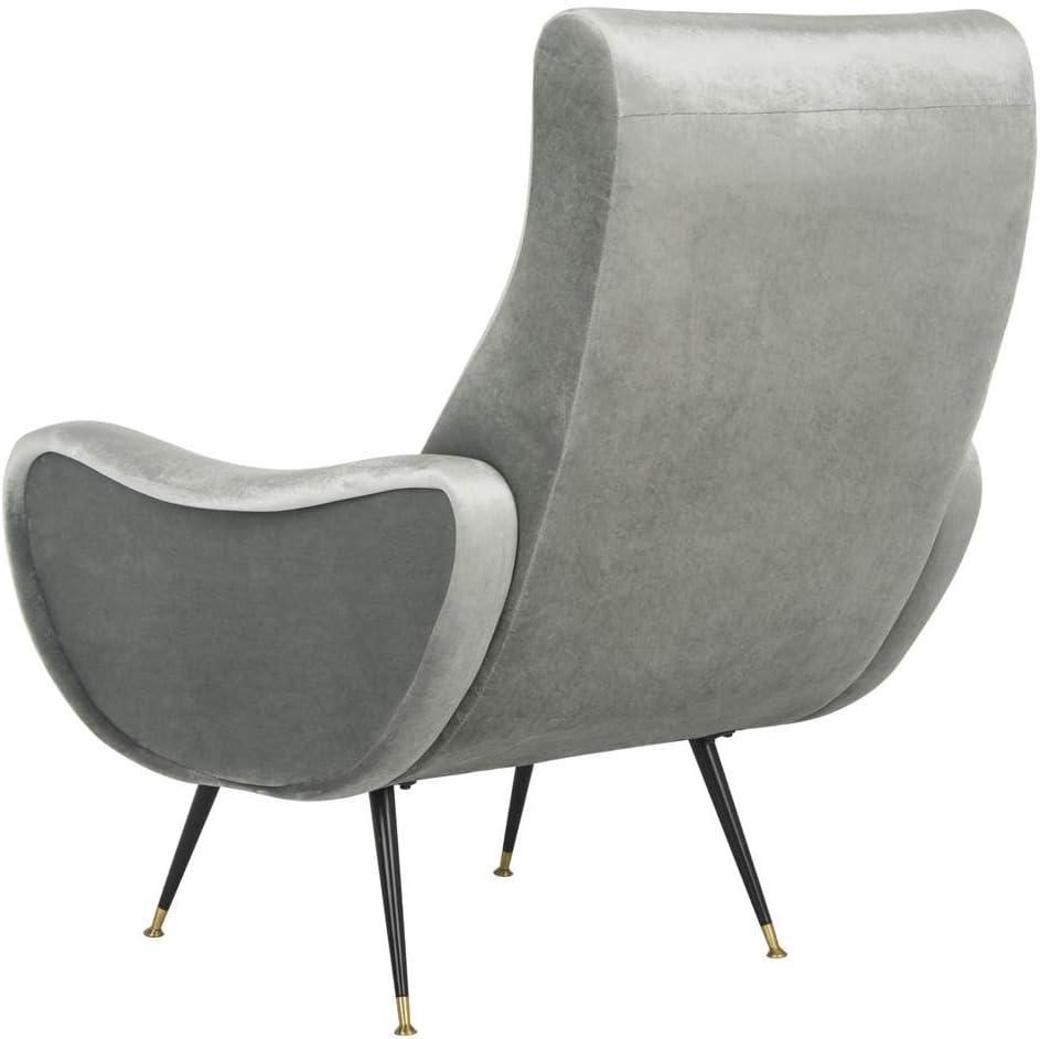 SAFAVIEH Elicia Velvet Retro Mid Century Accent Chair, Light Grey