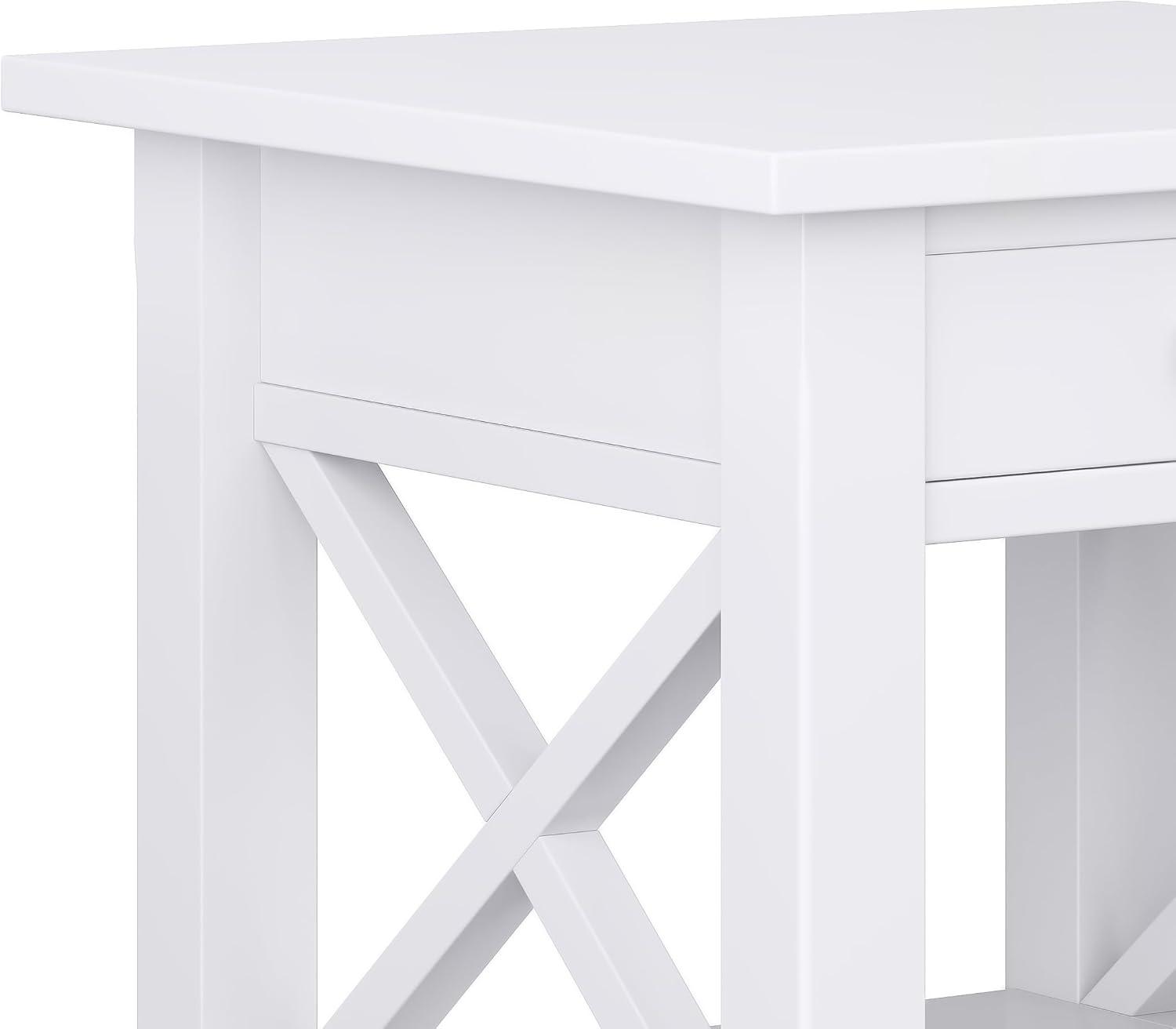 Kitchener Contemporary White Solid Wood Square End Table with Storage