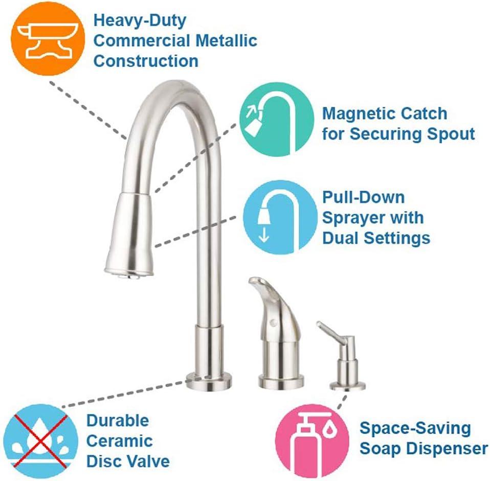 Pacific Bay Grandview Pull Down Kitchen Faucet with Soap Dispenser