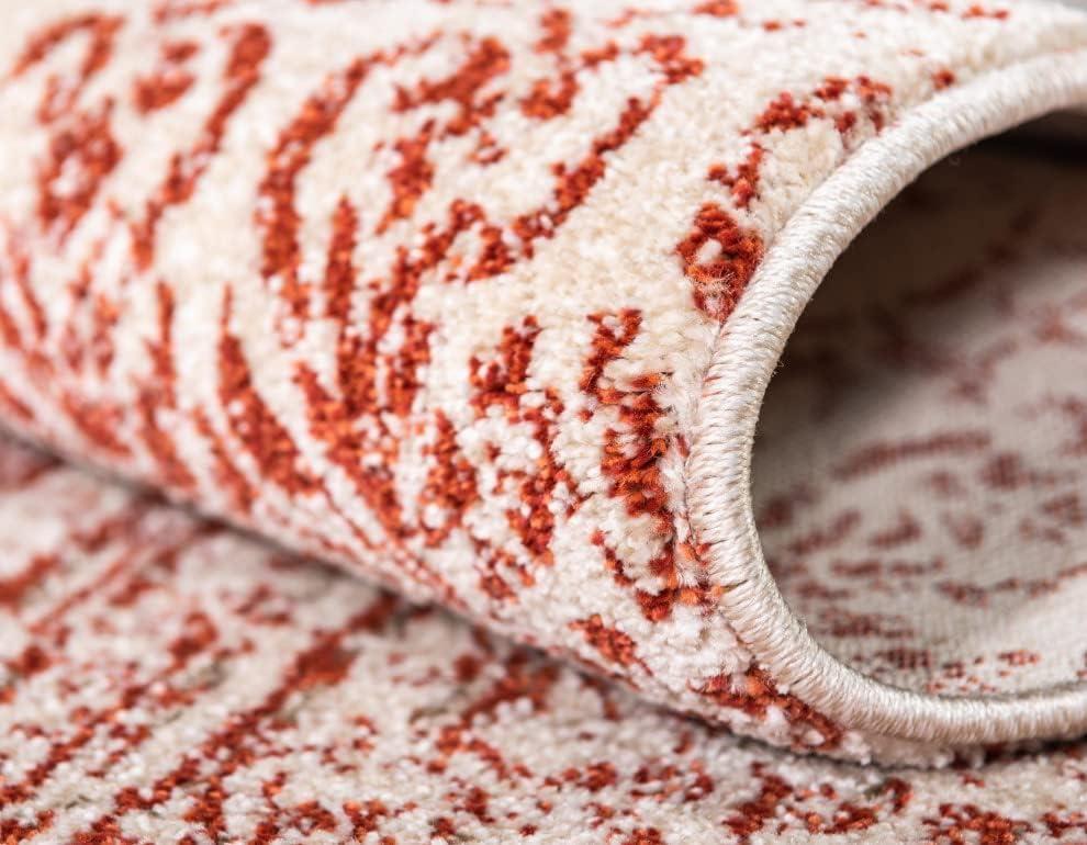 Unique Loom Del Mar Collection Area Rug - Jennifer (10' x 13' 1" Rectangle Red/Beige)