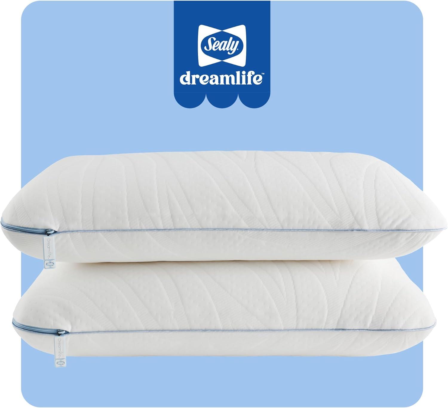 Sealy Dreamlife Memory Foam Medium Pillow, Standard - Dual Pack