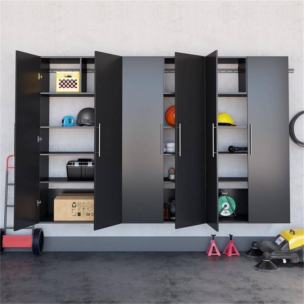 6pc 120" Hangups Storage Cabinet Set Black - Prepac: Wall Mounted, Workshop Organization, Secure Mounting