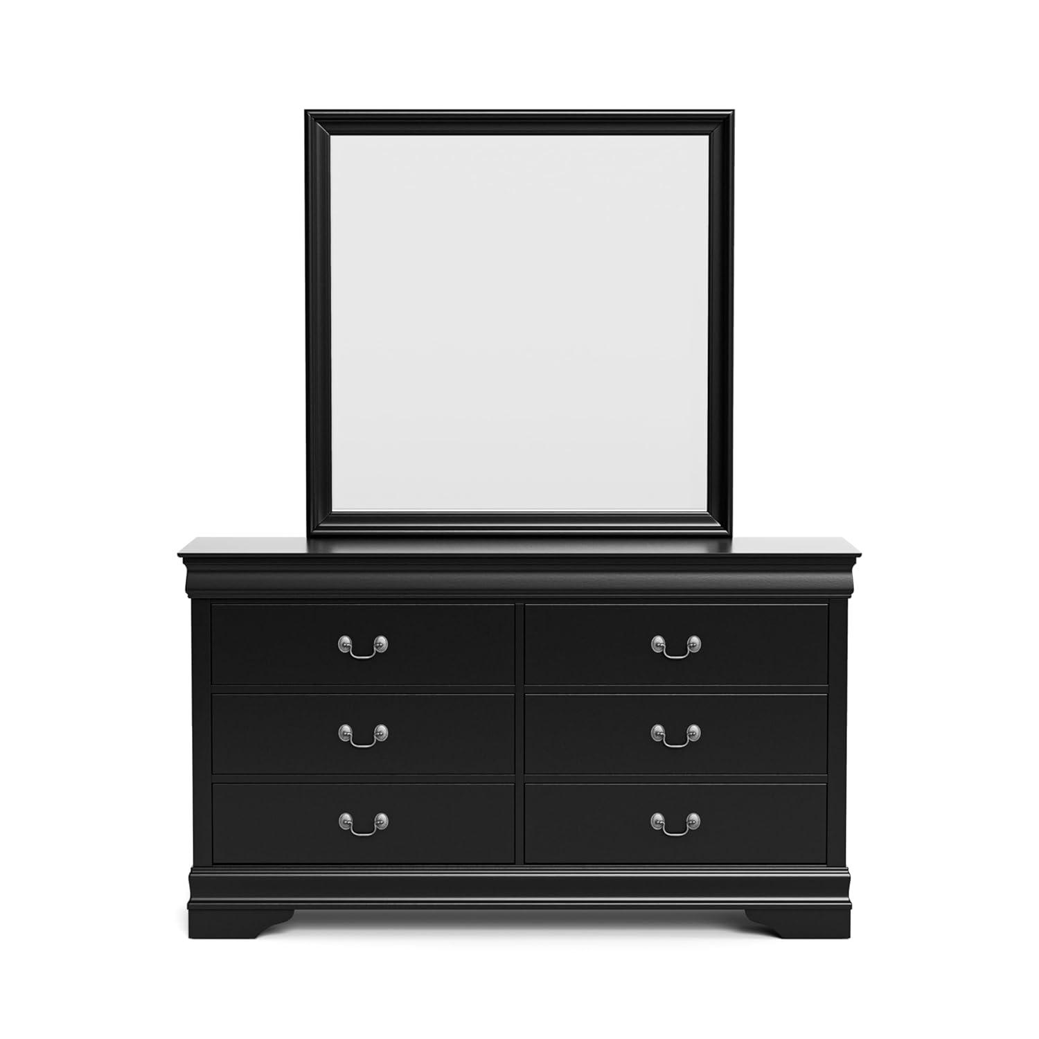Furniture of America Toni Wood 6-Drawer Dresser with Mirror in Black