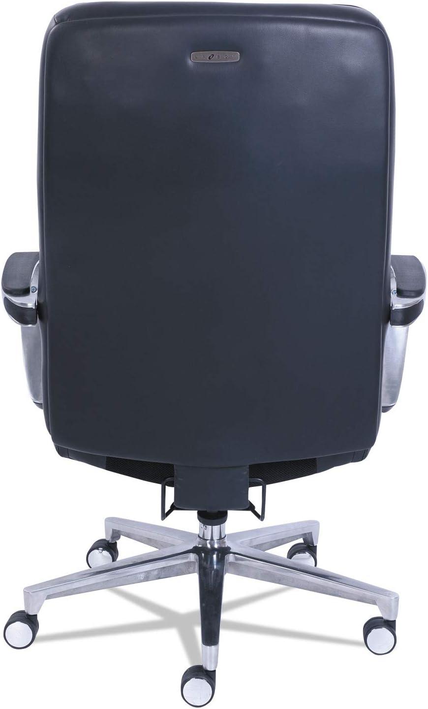 La-Z-Boy Commercial 2000 Big/Tall Executive Chair, Lumbar, Supports 400 lb, 20.25" to 23.25" Seat Height, Black Seat/Back, Silver Base