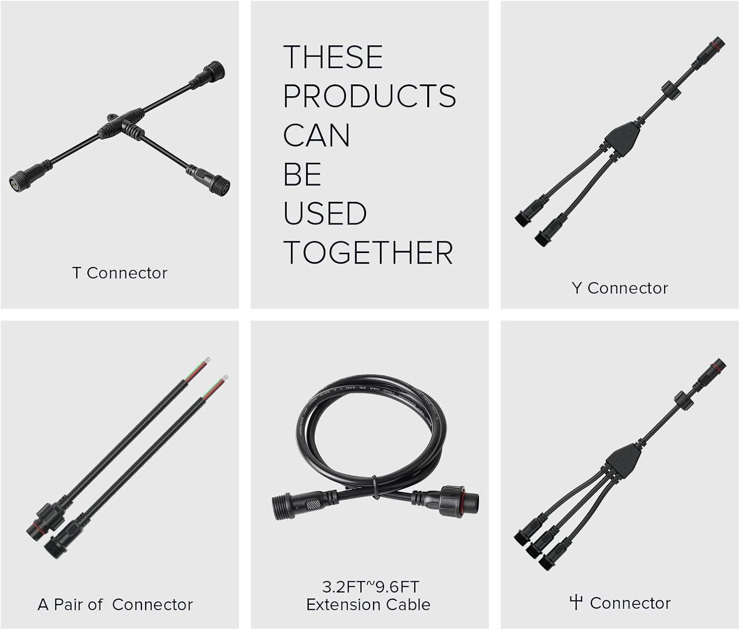 BTF-LIGHTING 3 Pin Electrical Connector 22AWG IP65 Male Female Connector 7.87in/20cm Extension Cable for Car,Truck,Boat,Indoor/Outdoor LED Strip Lights/String 15mm Nut Small Size 5 Pairs