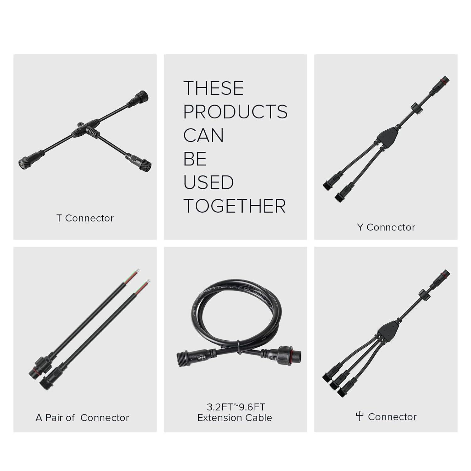 BTF-LIGHTING 3 Pin Electrical Connector 22AWG IP65 Male Female Connector 7.87in/20cm Extension Cable for Car,Truck,Boat,Indoor/Outdoor LED Strip Lights/String 15mm Nut Small Size 5 Pairs