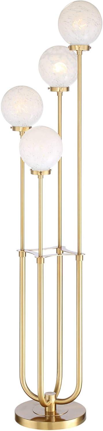 Possini Euro Design Mid Century Modern Glam Style Floor Lamp 4-Light LED 68.5" Tall Warm Gold Glass Globe Shade for Living Room House Uplight