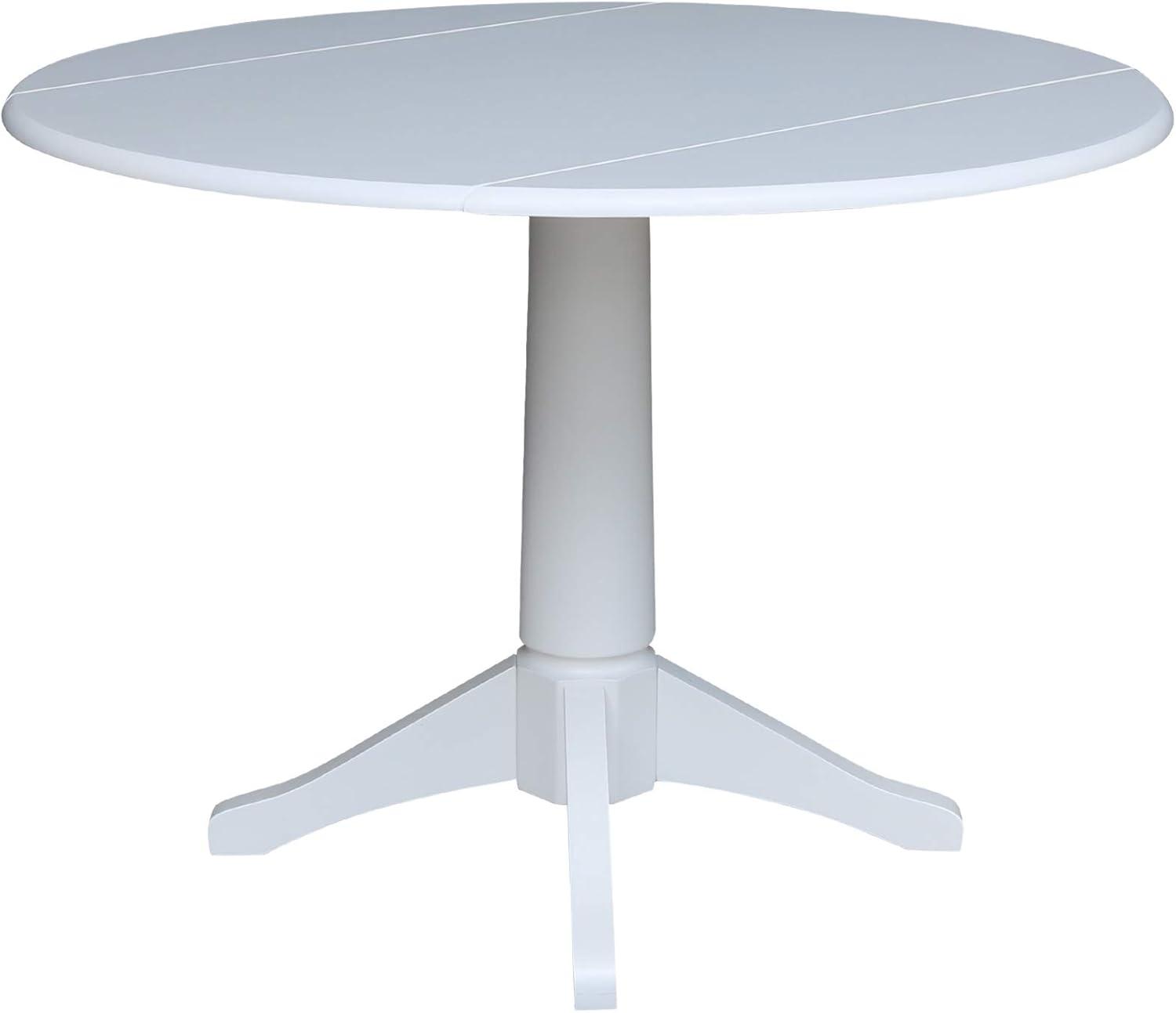 42" Nina Round Top Dual Drop Leaf Pedestal Table White - International Concepts