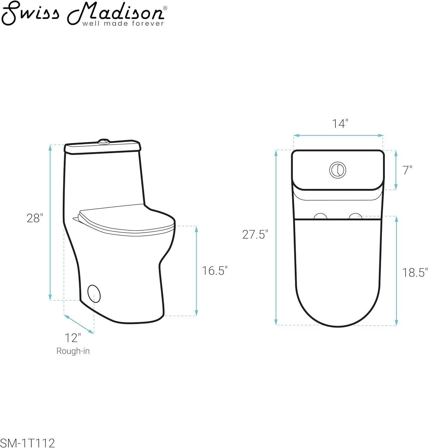 Swiss Madison Ivy One-Piece Elongated Toilet Vortex Dual-Flush 1.1/1.6 gpf