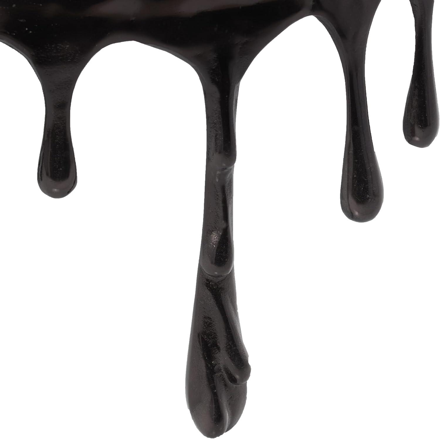 Deco 79 Aluminum Metal Living Room Coffee Table Drip Table with Melting Designed Legs and Shaded Glass Top, Center Table 36" x 36" x 16", Black