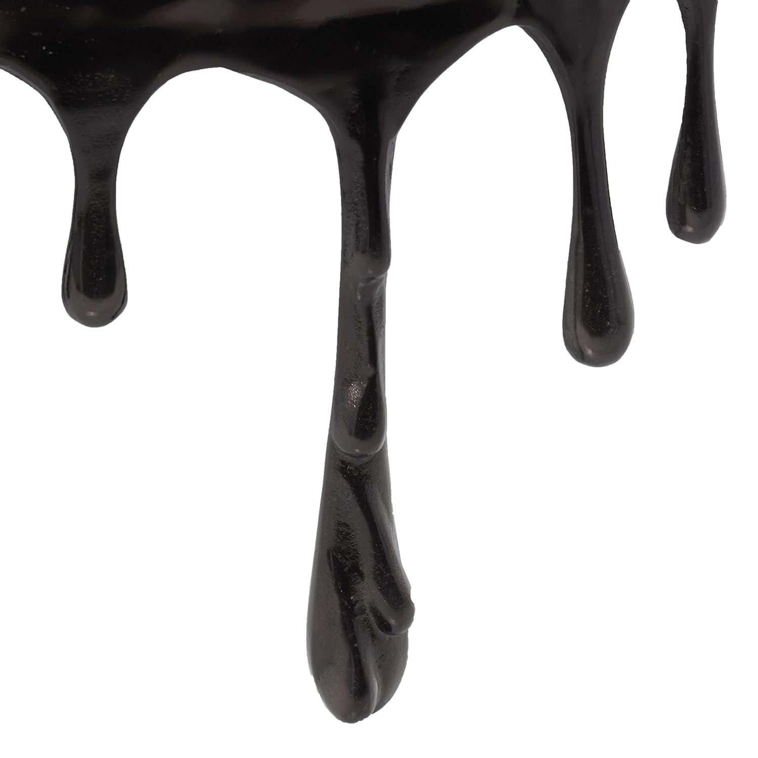 Deco 79 Aluminum Metal Living Room Coffee Table Drip Table with Melting Designed Legs and Shaded Glass Top, Center Table 36" x 36" x 16", Black