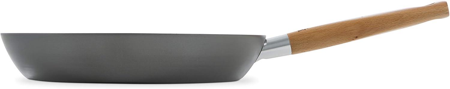 19'' Gray Carbon Steel Frying Pan with Wooden Handle