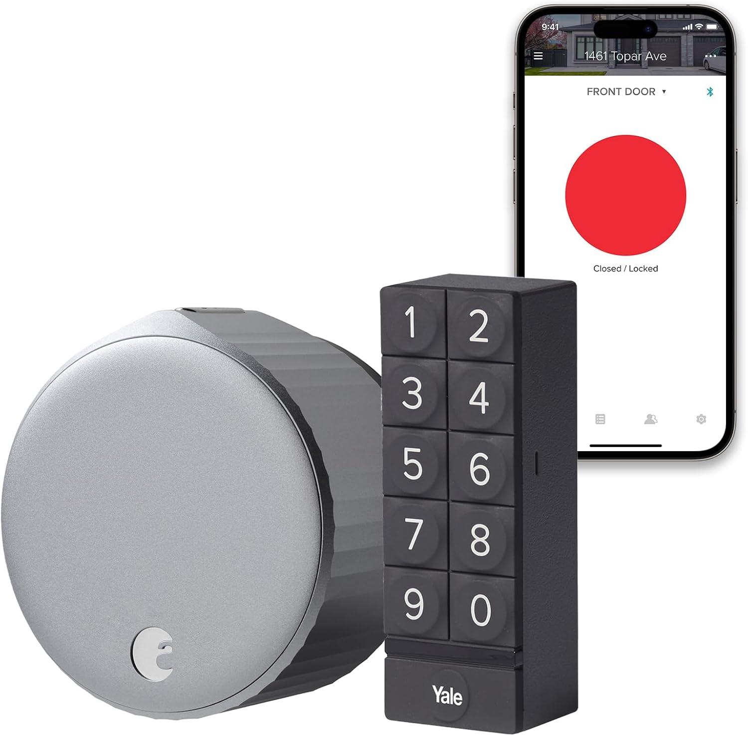 Silver Wi-Fi Smart Lock with Keypad and App Integration