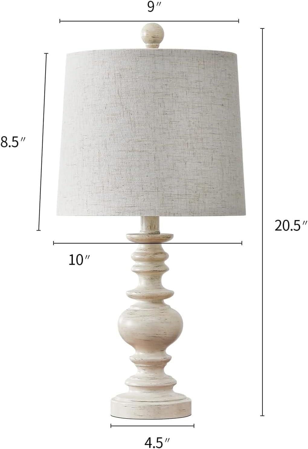 20.5'' Table Lamps 2pcs, Vintage Bedside Lamps For Bedroom, Farmhouse Lamp For Living Room (Set of 2)