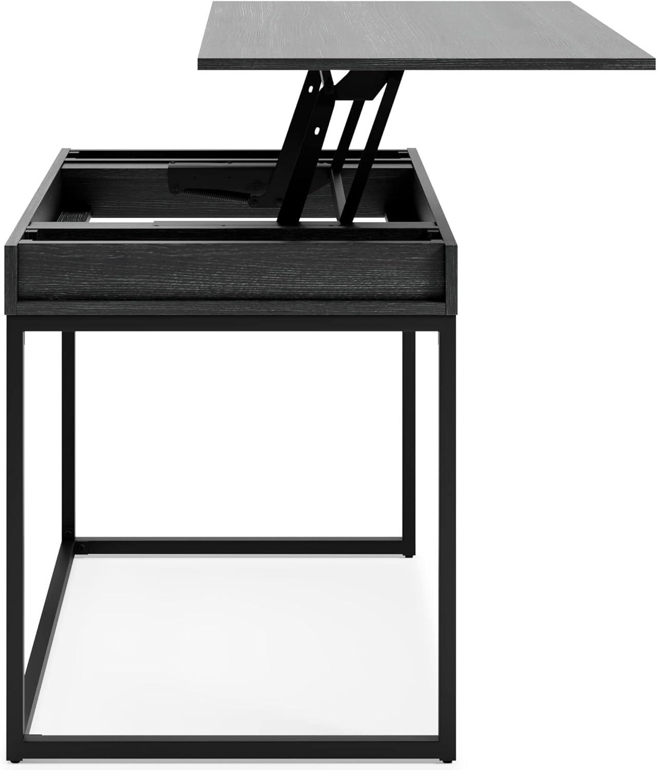 Sleek Black 36" Contemporary Home Office Desk with USB Port