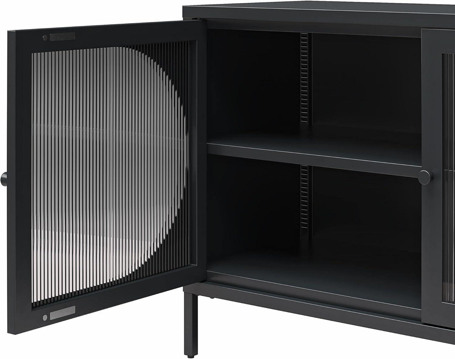 Luna 25.2'' Tall Accent Cabinet with Fluted Glass