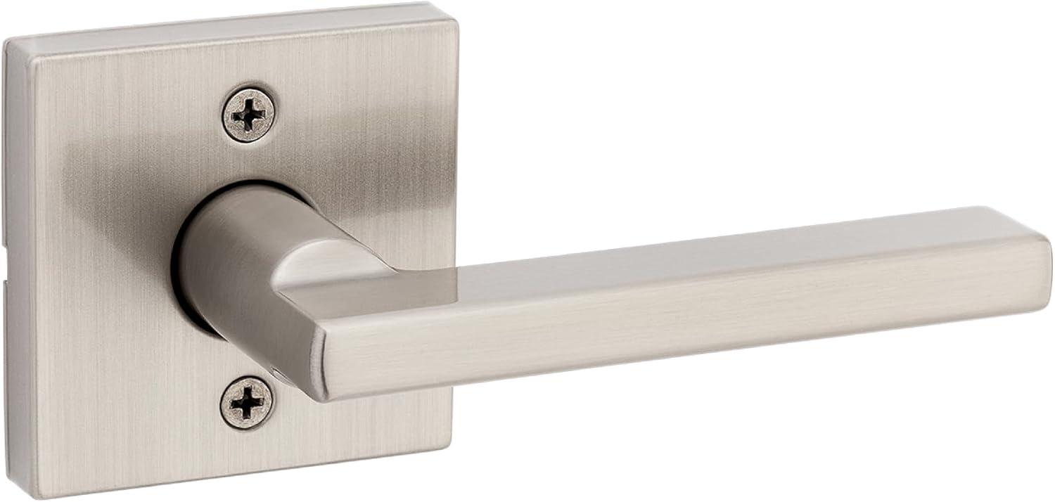 Kwikset Halifax Dummy Door Handle, Single Sided Lever for Closets, French Double Doors, and Pantry, Satin Nickel Non-Turning Reversible Interior Push/Pull Lever, with Microban Protection