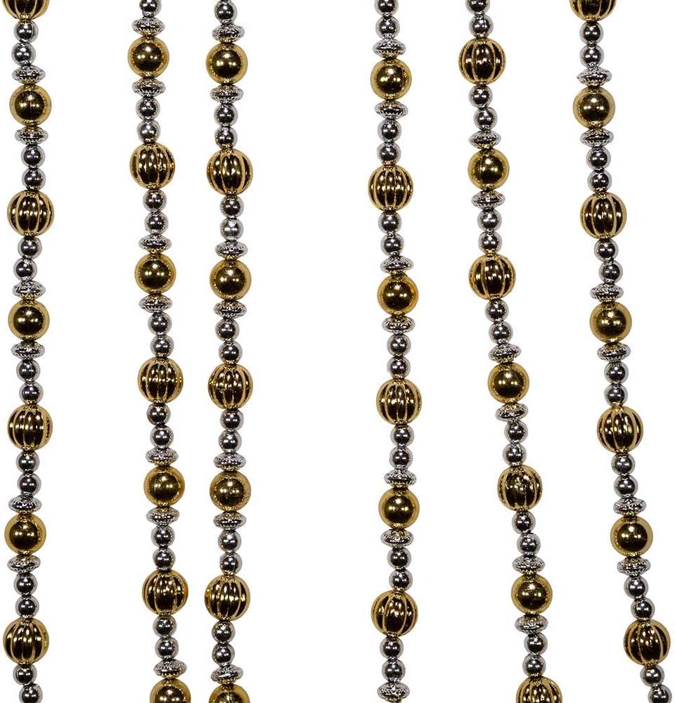 Kurt S. Adler 9-Foot Shiny Silver and Gold Beaded Garland