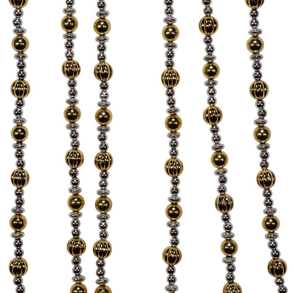 Kurt S. Adler 9-Foot Shiny Silver and Gold Beaded Garland
