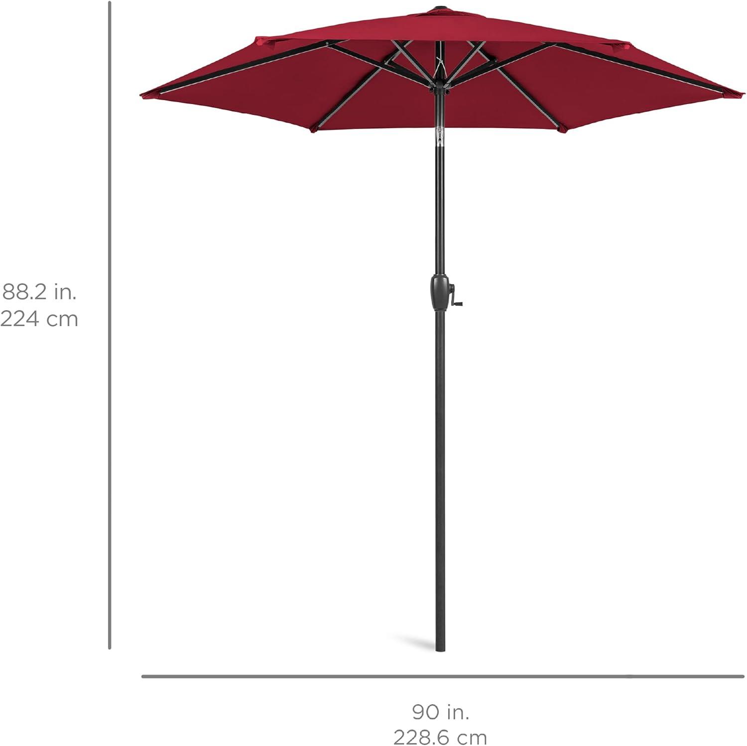 Burgundy 7.5ft Heavy-Duty Outdoor Market Patio Umbrella with Steel Pole