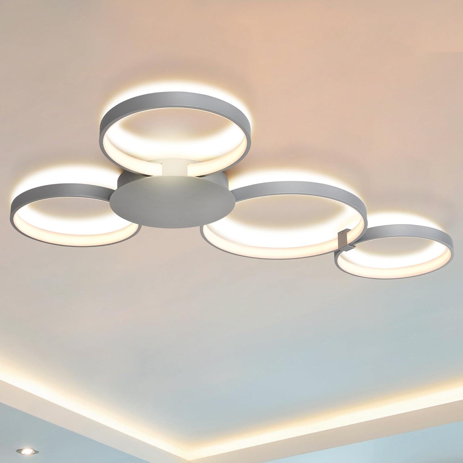 Capella 43" Silver Aluminum Multi-Ring LED Ceiling Light Fixture