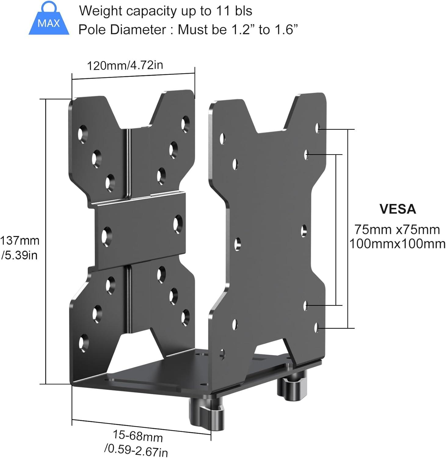 Black Adjustable Thin Client Mount Bracket for Mini PCs