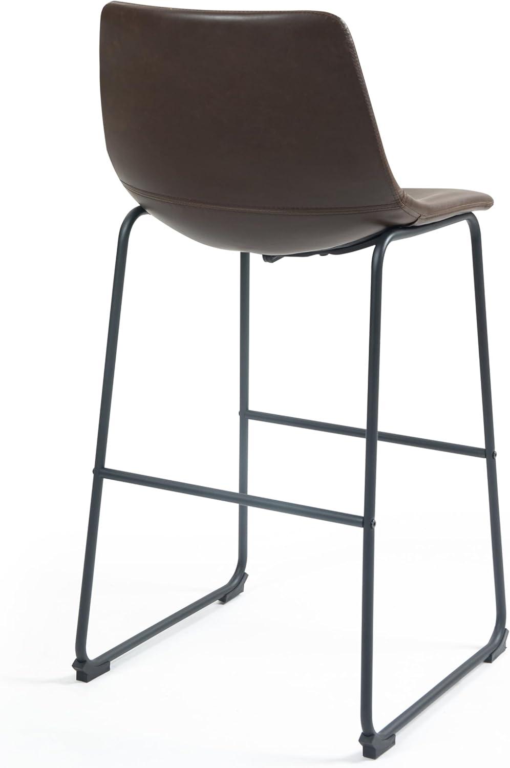 Glamour Home Adan 28.5" Modern Faux Leather Bar Stools in Dark Brown (Set of 2)