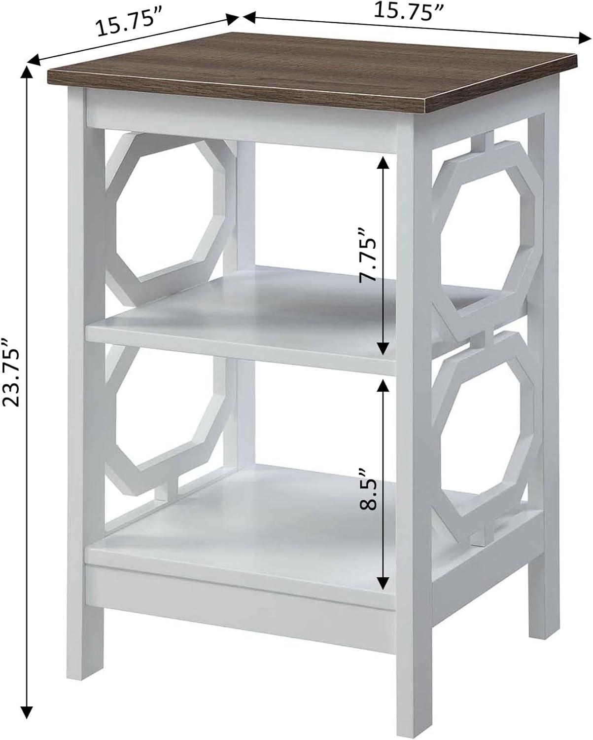 Convenience Concepts Omega End Table with Shelf, Driftwood/White