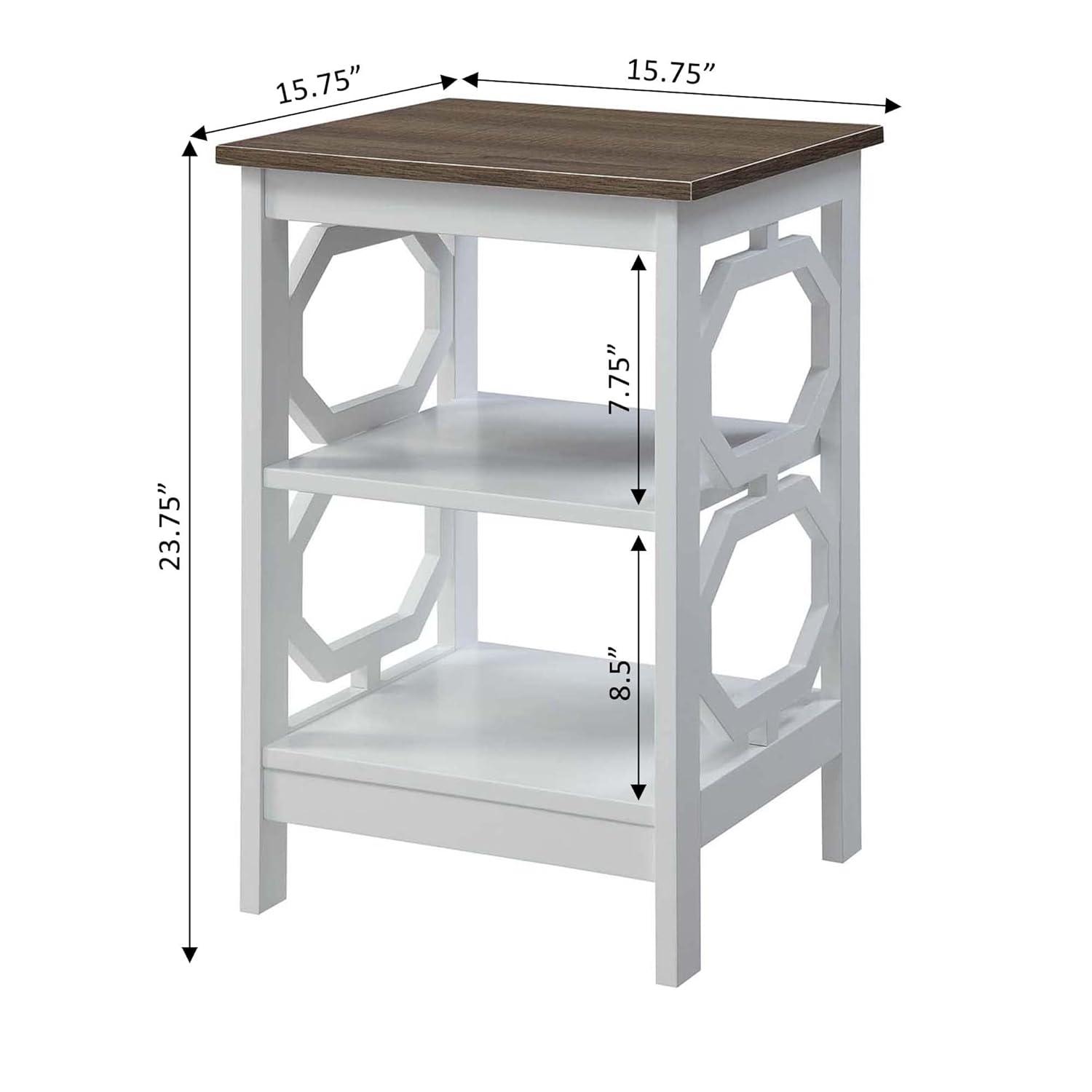 Convenience Concepts Omega End Table with Shelf, Driftwood/White