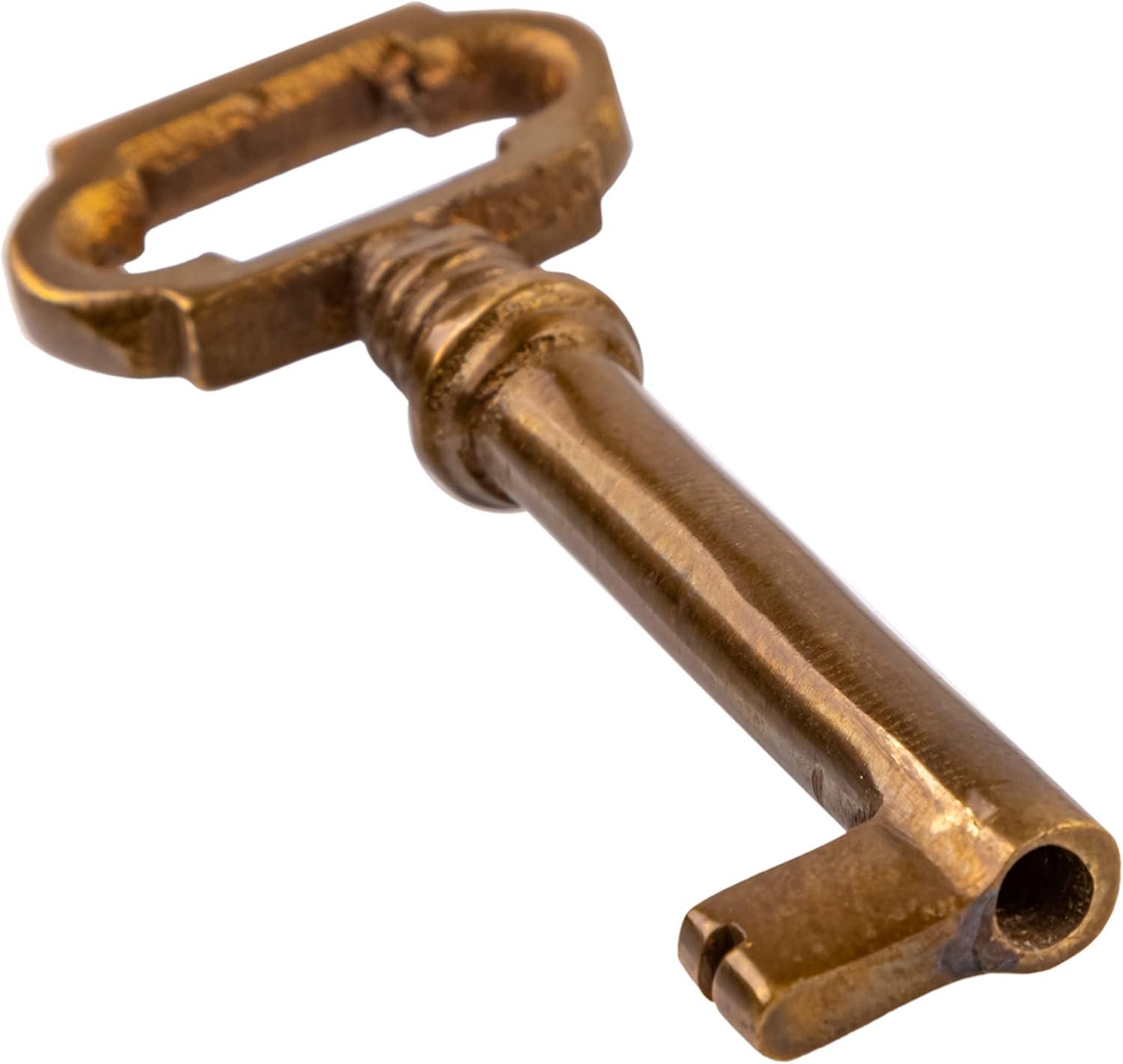 Brass Plated Hollow Barrel Skeleton Key for Antique Furniture