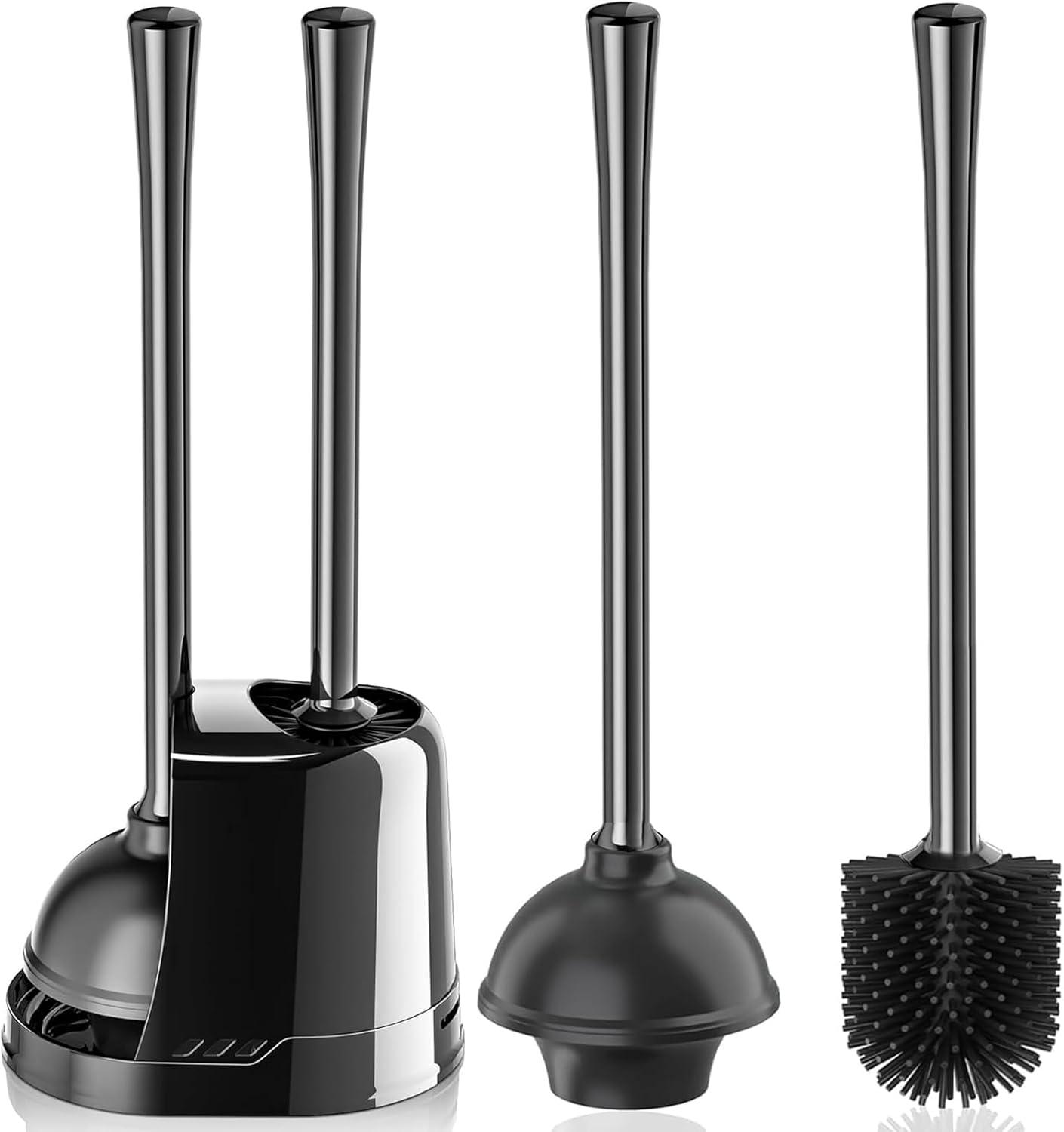 Tyuong Toilet Brush And Plunger Set 2 In 1 Plunger And Brush Set Toilet Brush Toilet Plunger And Brush Set Black Toilet Brush And Plunger Set Bathroom Plunger Household