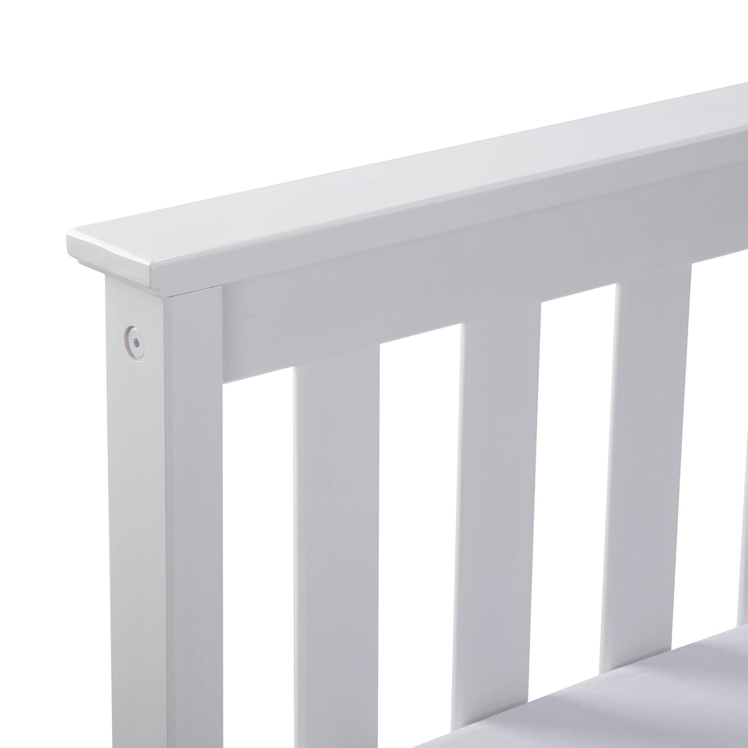 Plank+Beam Queen Bed Frame with Slatted Headboard Solid Wood Platform Bed, No box Spring Needed, White